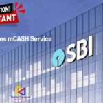 SBI building with announcement graphic showing ‘Attention Important – SBI Retires mCASH Service’ and BanksConnect logo
