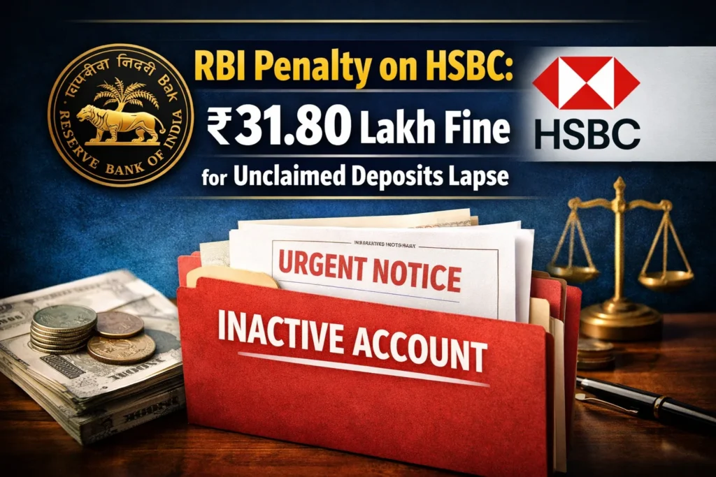RBI penalty on HSBC ₹31.80 lakh for unclaimed deposits rule violation with inactive account and DEA fund concept