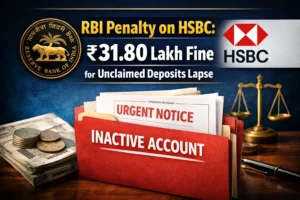 RBI penalty on HSBC ₹31.80 lakh for unclaimed deposits rule violation with inactive account and DEA fund concept