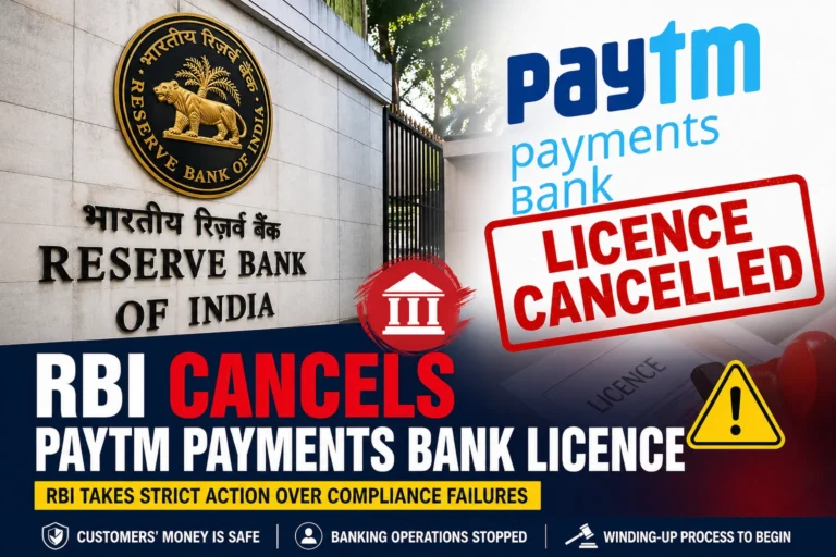 RBI cancels Paytm Payments Bank licence in 2026 due to regulatory violations