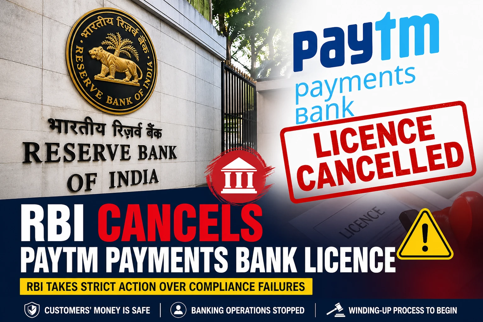 RBI cancels Paytm Payments Bank licence in 2026 due to regulatory violations
