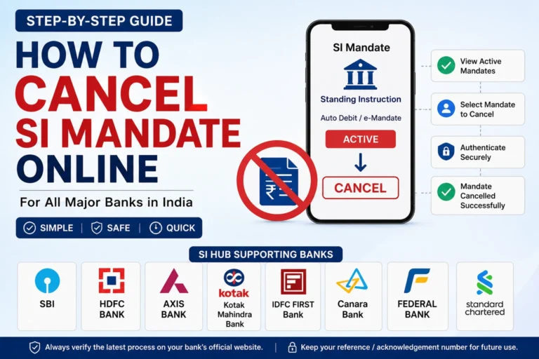 How to Cancel SI Mandate Online in India – Step-by-Step Guide for SBI, HDFC, Axis, Kotak and Other Banks